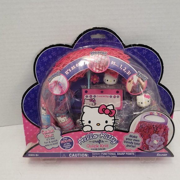 New Sealed HELLO KITTY Learn Knit Crochet Craft Yarn Bag Pink Purple Sanrio - Picture 3 of 15